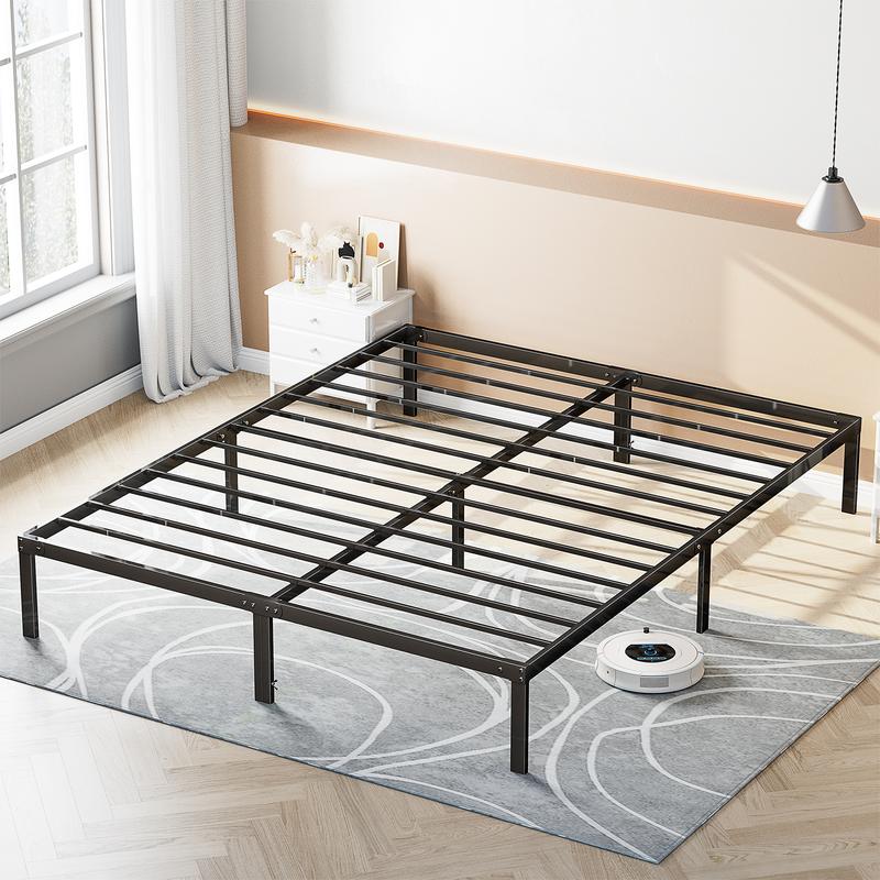Bed Frame，Heavy Duty Metal Platform Bed Frames with Storage Space Under Frame, 14 Inches, Sturdy Steel Slat Support, No Box Spring Needed