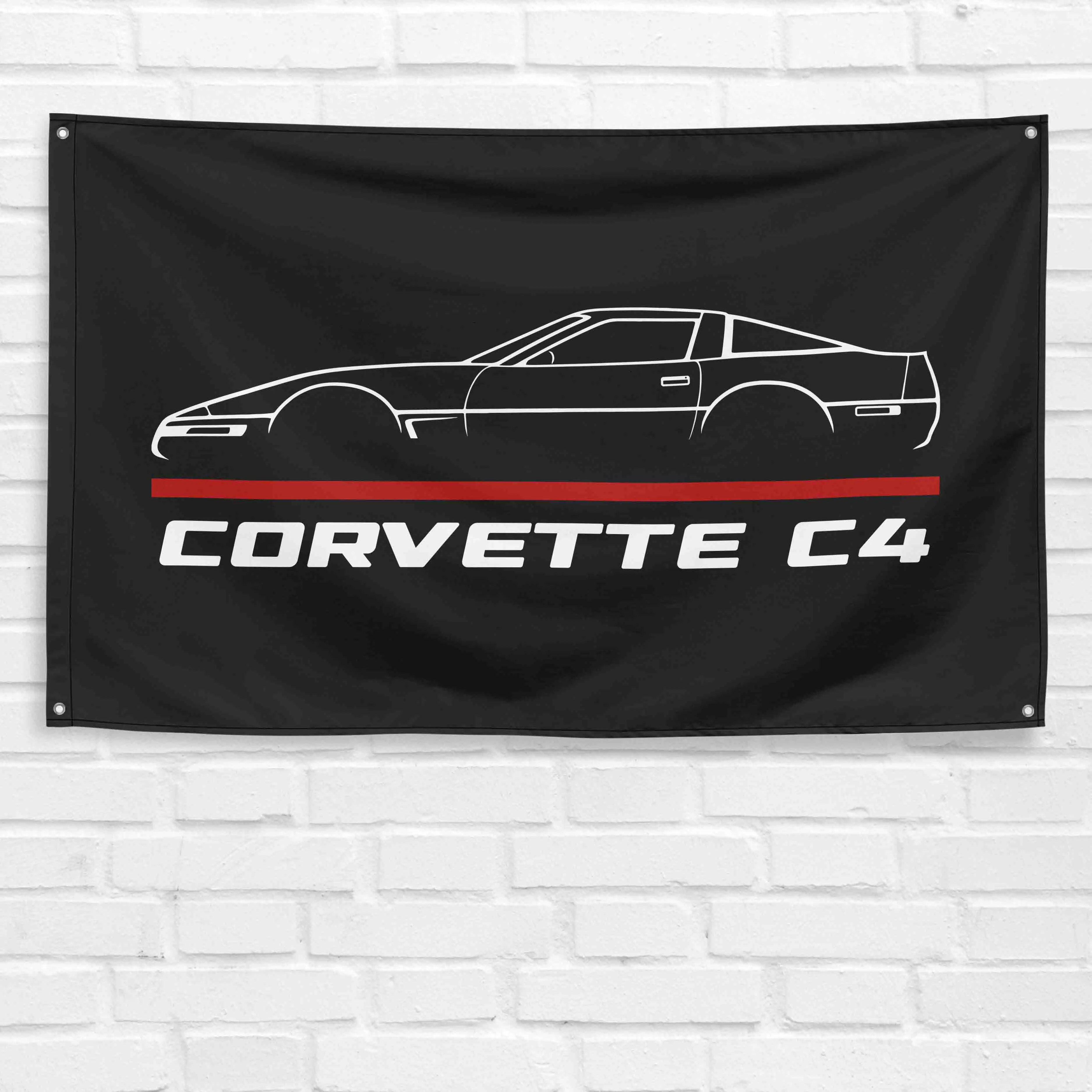 Corvette C4 Car Decoration Banner, 3 x 5 ft Durable Polyester Lightweight Hanging Banner, Garage Wall Decor, Room Decorations, Festive Birthday Gift Item with Vibrant Colors