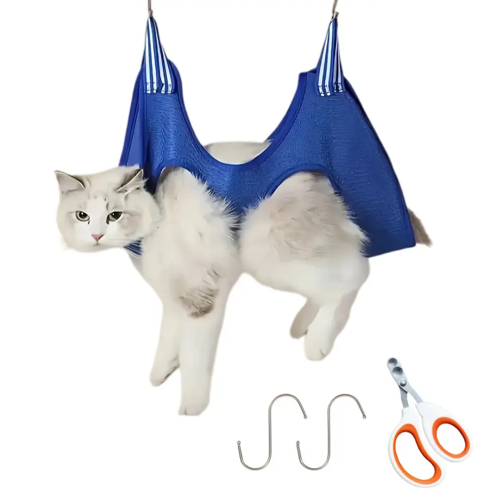 Pet Grooming Kit for Cats and Dogs, Includes Hammock, Nail Clippers, Restraint Bag, Bathing Bag, Comb, Nail Trimmer, No Battery Needed, Grooming Supplies, Grooming Bundle