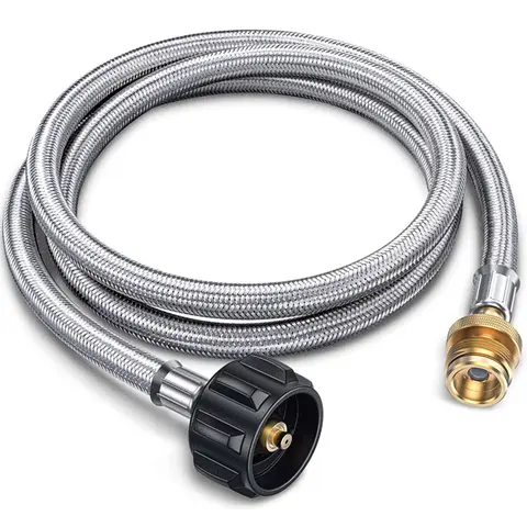Alloxity QCC Natural Gas Hose Pipe with Steel Braided Flexible Tube, 1lb to 20lb Capacity, 5ft Length, 1"-20unef Male Gas Adapter, Rodent Proof, Easy to Install, Tailgating Outdoor Grilling Upgrade for Blackstone Griddles