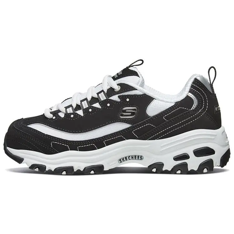 Women's Skechers D'Lites 1.0 Panda Footwear Trainers - Retro Low-Top Dad Shoes, Thick Sole, Lightweight, Height-Increasing, Verifiable with Global Authentication Credentials, Trainer