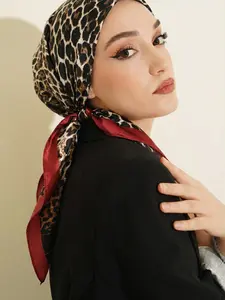 Women's Square Hijab Scarf, Color Block Print Turban, Head Scarf Turbans, Chemotherapy Sleep Cap, Elastic Head Wrap, Fashion Headscarf, Daily Wear, Muslim Accessories