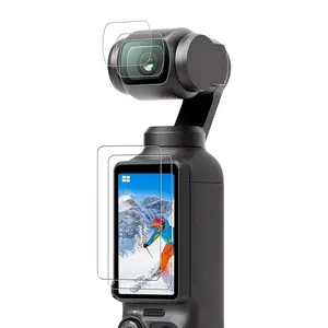 Tempered Glass Screen Protector & Lens Protector, 2 Counts Screen Protector & 2 Counts Lens Protector, Phone Accessories for DJI Osmo Pocket 3 Camera, 9H Hardness, Touch Sensitive, Full Screen Protection, Cover