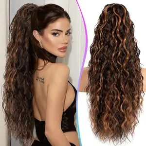 Claw Clip Ponytail Extension for women - 26" Long Curly Drawstring Ponytail Hair Extensions for Women, Strong Hold Fluffy Natural Looking Synthetic Hair Pieces for Women Daily Use hair extension synthetic hairpiece  Colorful Heat-Resistant Tinsel Kit