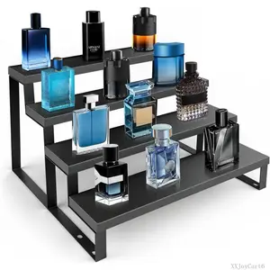 Wood Cologne Organizer for Men,12 Inch 4 Tier Cologne Stand Waterproof Perfume Organizer for Dresser with Anti-Slip Washers,Wooden Display Risers Stand for Party,Makeup,Figures,Cupcake,Perfume,Dessert gift rack Adjustable Storage Shelf Wall ShelXXJoyCart6
