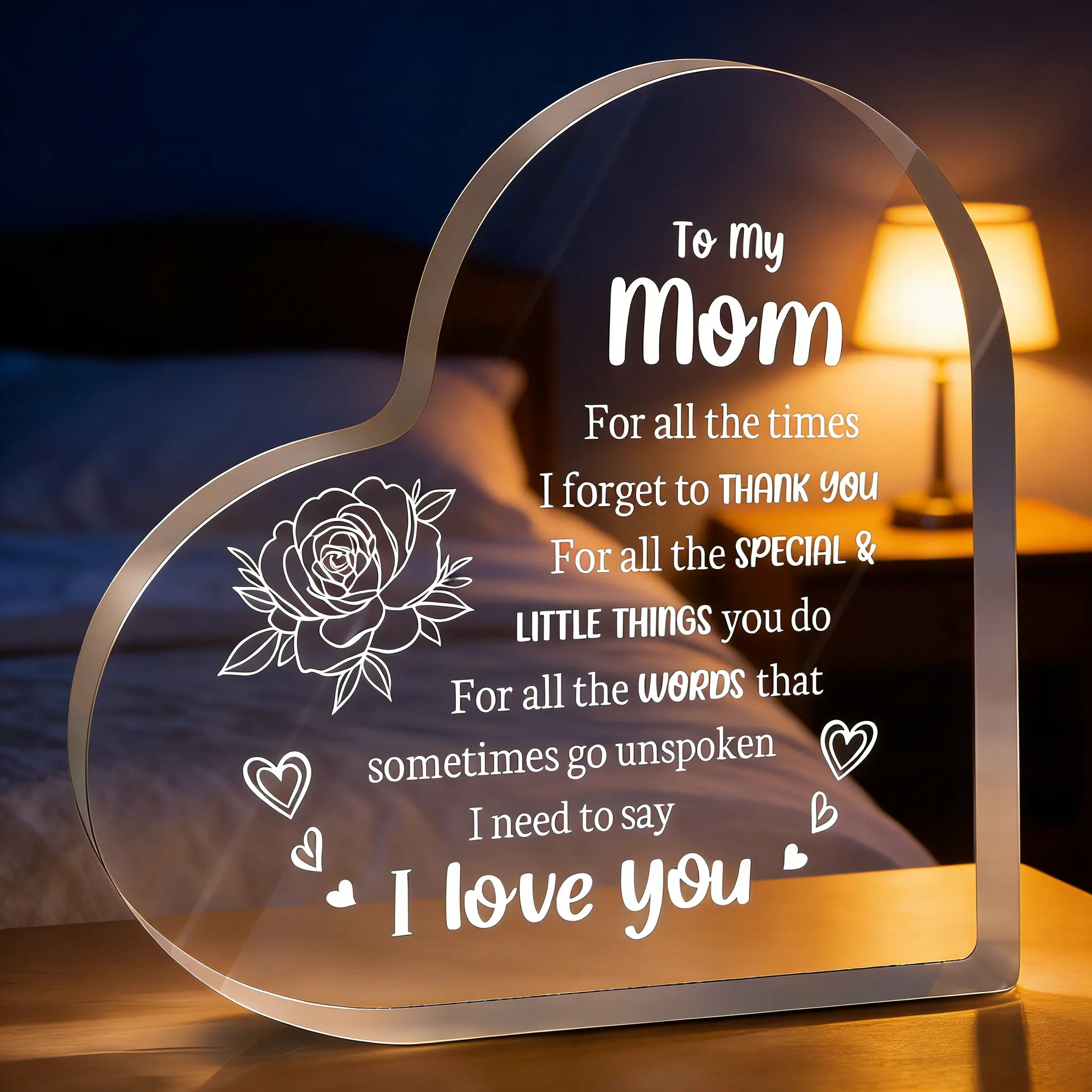 Gifts for Mother's Day, I Love You Mom Acrylic Keepsake - Birthday Gifts for Moms from Daughter Son, Best Christmas Mother's Day Present 3.94inch