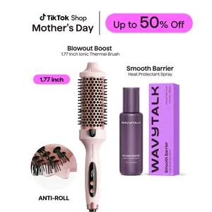 Wavytalk Blowout Boost Ionic Thermal Brush and Wavytalk Smooth Barrier Heat Protectant Spray Set