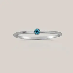 December Birthstone Ring Blue Topaz – Sterling Silver Stacking Ring