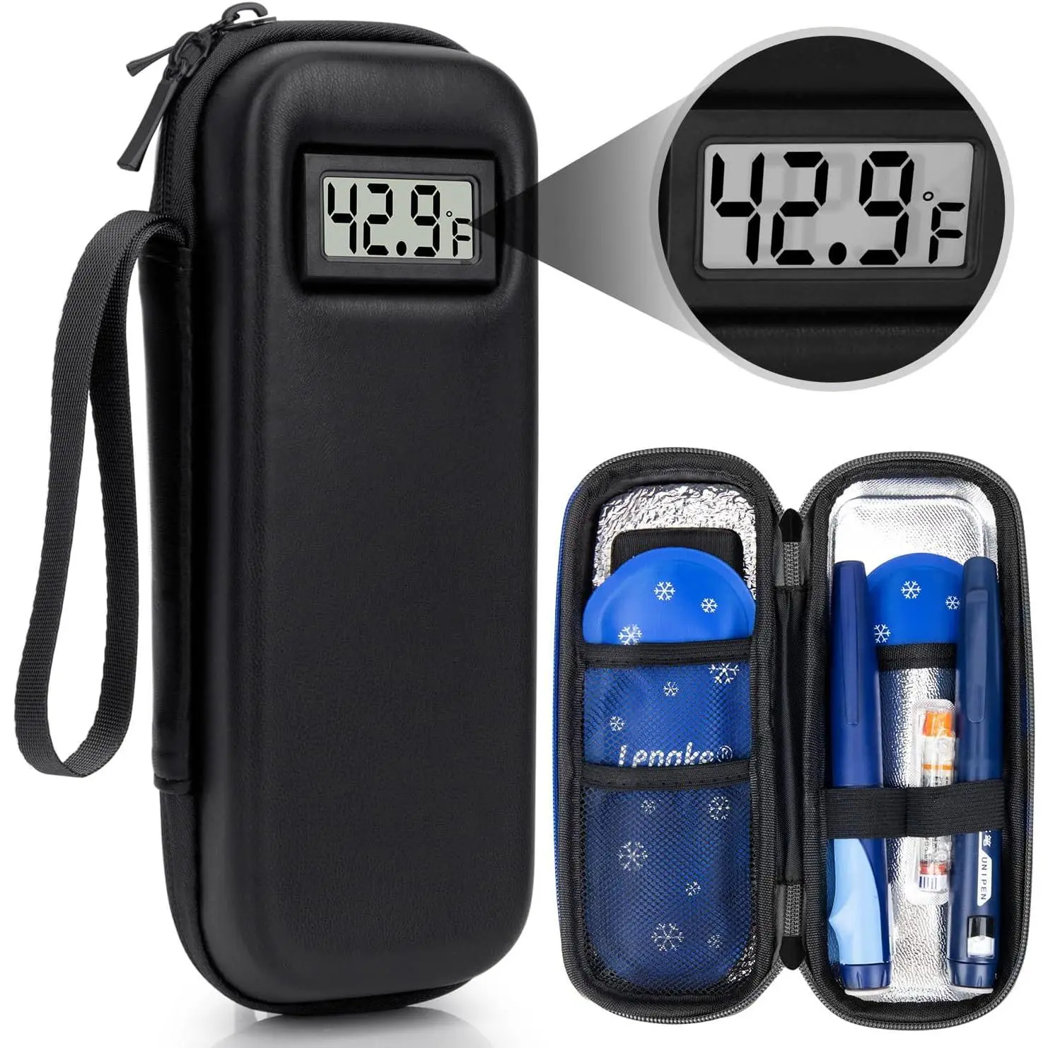 Insulin Travel Cooler Bag - TSA-Approved, Compact, with Real-Time Temp Display, Gel Ice Packs, Insulated for Travel, Thermal Home Organizer Storage Bag for On-the-Go Medication Safety, Cooler Bags Insulated For Travel, Tempdisplay
