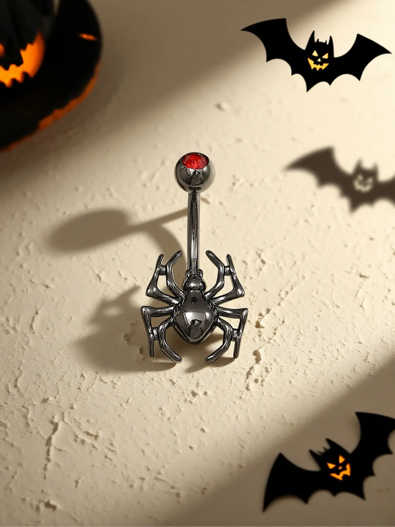 Punk Dark Spider Copper Belly Ring for Women, Halloween Body Piercing Jewelry, Cute Navel Accessory, Unique Design, Perfect Gift Idea