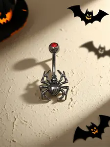 Punk Dark Spider Belly Ring for Women, Halloween Body Piercing Jewelry, Cute Navel Accessory, Unique Design, Perfect Gift Idea