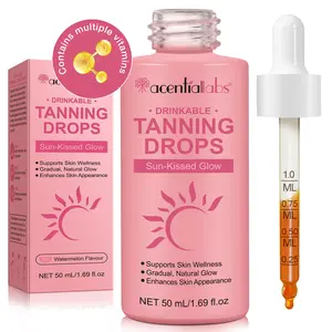 Acentialabs Drinkable Tanning Drops Sun-Kissed Glow with Watermelon Flavor Vegan Self Tanner for Face & Body Gradual Natural Tan 50ml TikTok Viral Beauty Drops