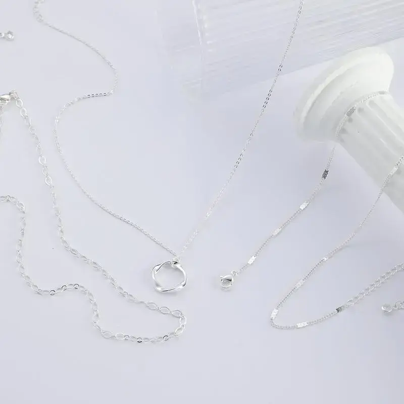 Layered silver necklaces for women, sterling silver stack choker necklaces for women trendy layering circle pendant chain necklace set jewelry for women Cubanchain moissanite chain Layered silver necklaces for women, sterling silver stack choker necklaces for women trendy layering circle pendant chain necklace set jewelry for women Cubanchain moissanite chain