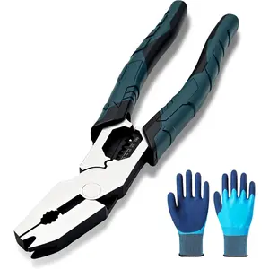 Multi-Function Cutting Pliers with V-Shaped Head, 9-in-1 Heavy-Duty Wire Cutter Crimper for Electrician, 2026 Ergonomic Grip CR-V Stripper & Crimper Tool for Repair Work