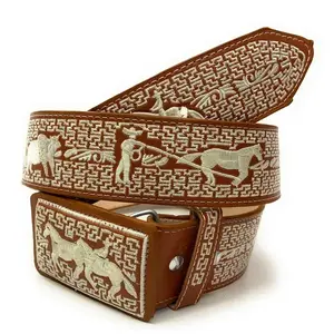 Cinto Charro Bordado. Mens Western Belt Vaquero Pitiado Style Suertes Charras