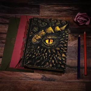 **3D Longan Embossing Diary, Resin-carved Notebook, Specifically for Dragon Lovers, Blank Paper, Hardcover Travel Journal for Writing, Sketchbook, Collection, Gift, Decoration**