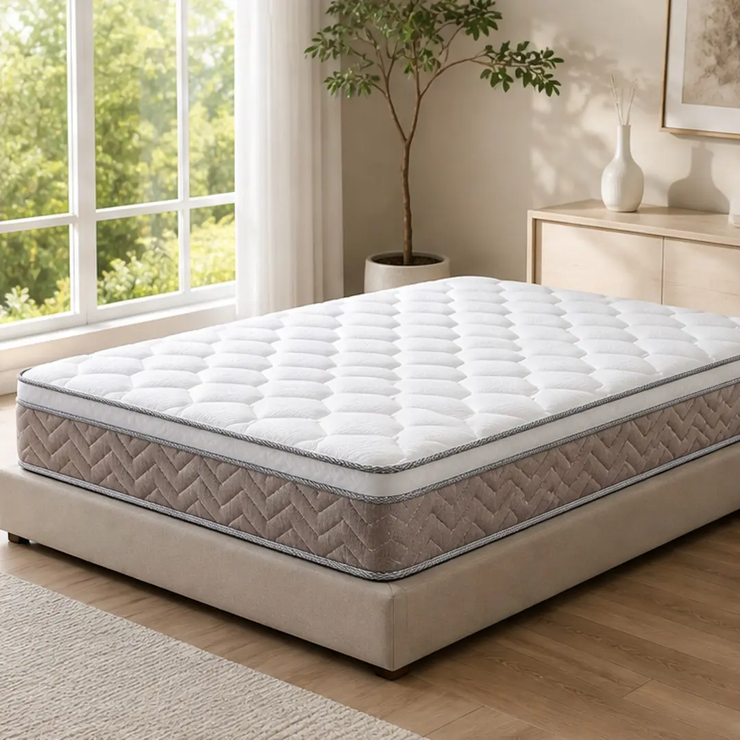 12 Inch Hybrid Mattress CertiPUR-US Certified Memory Foam and Pocket Spring Medium Firm Bed in a Box Twin/Twin XL Size Options for Bedroom Pressure Relief Cooling Motion Isolation Fiberglass Free Brown Antique White, Foam+Spring Material