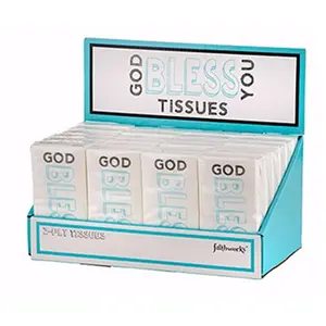 212 MAIN God Blessing Disposable Pocket Paper Napkins & Tissues, Teal & White, 24 Pack of 10 (Home & Festive Party Supplies)