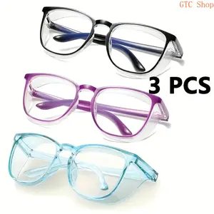 3 Pairs Fashion Solid Simple Protective Goggles for Women & Men, Anti-Pollen, Anti-Spray & Blue Light Blocking Multifunctional Eyewear Ideal for Daily Casual Wear & Outdoor Activities outdoorfun
