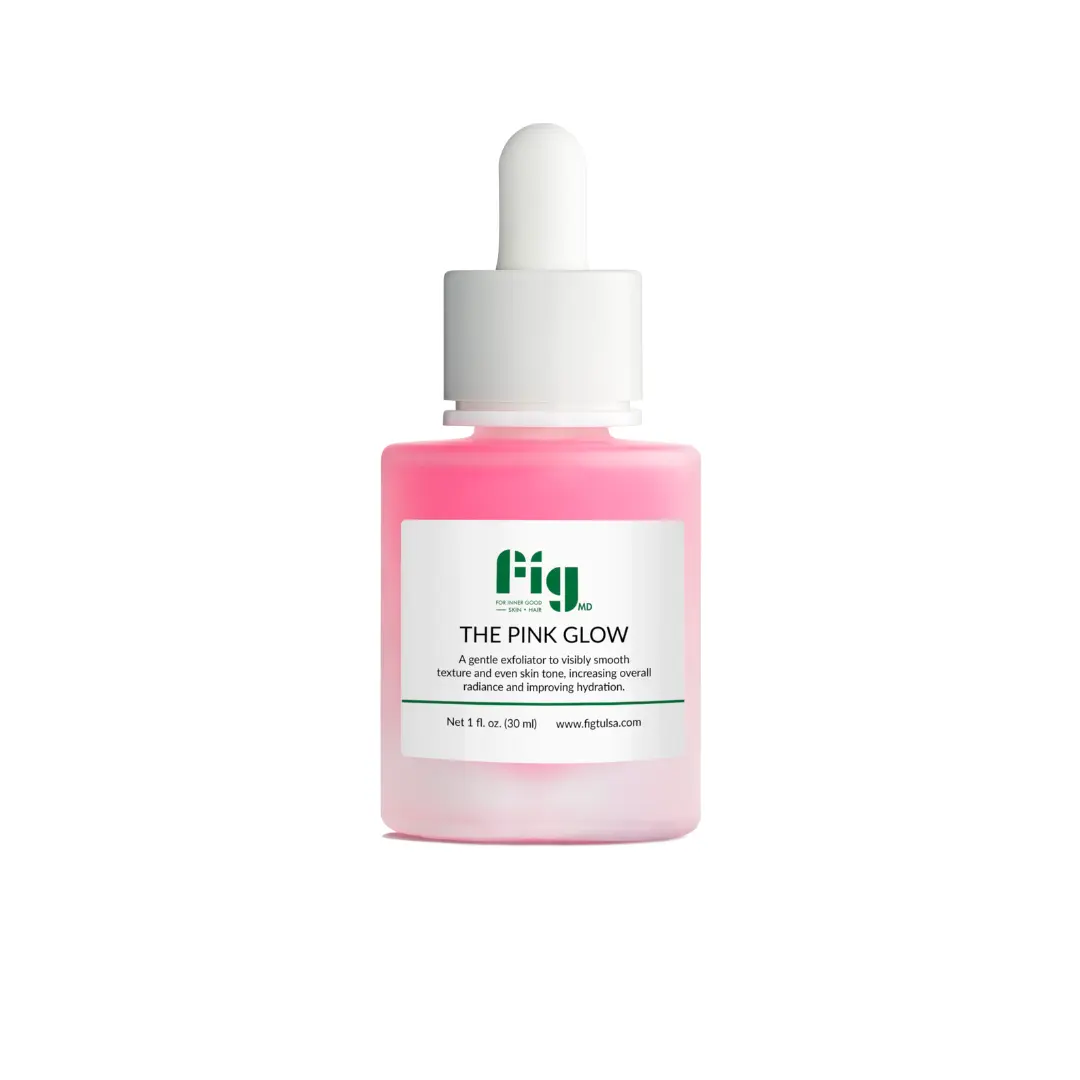 Fig MD The Pink Glow - Gentle Exfoliating Serum for Radiant Skin, Hydration & Collagen Boost, 1 fl oz