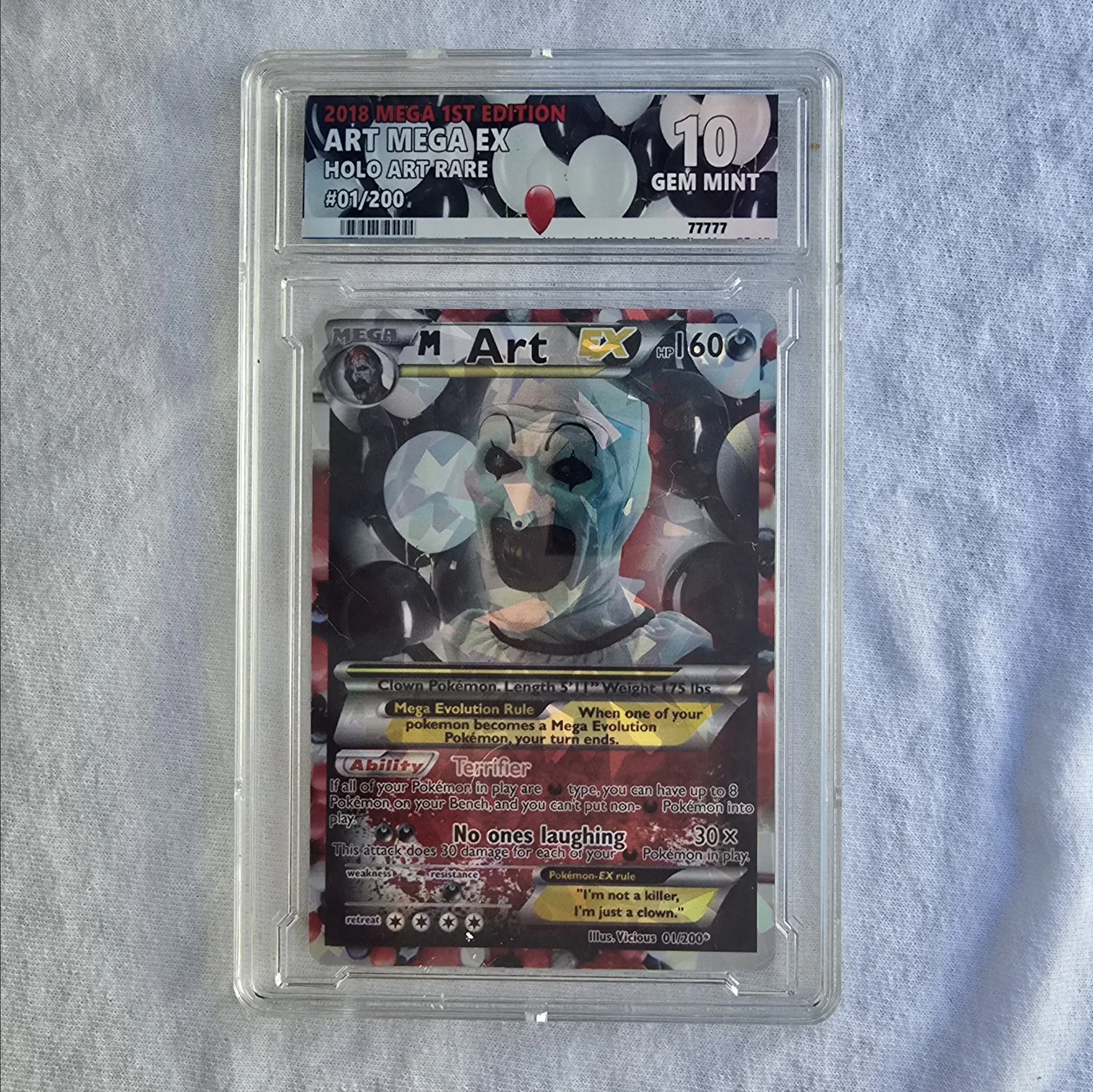 Art Pokemon Card - Terrifier - Custom Slab Collectible Card Collectible Trading Cards