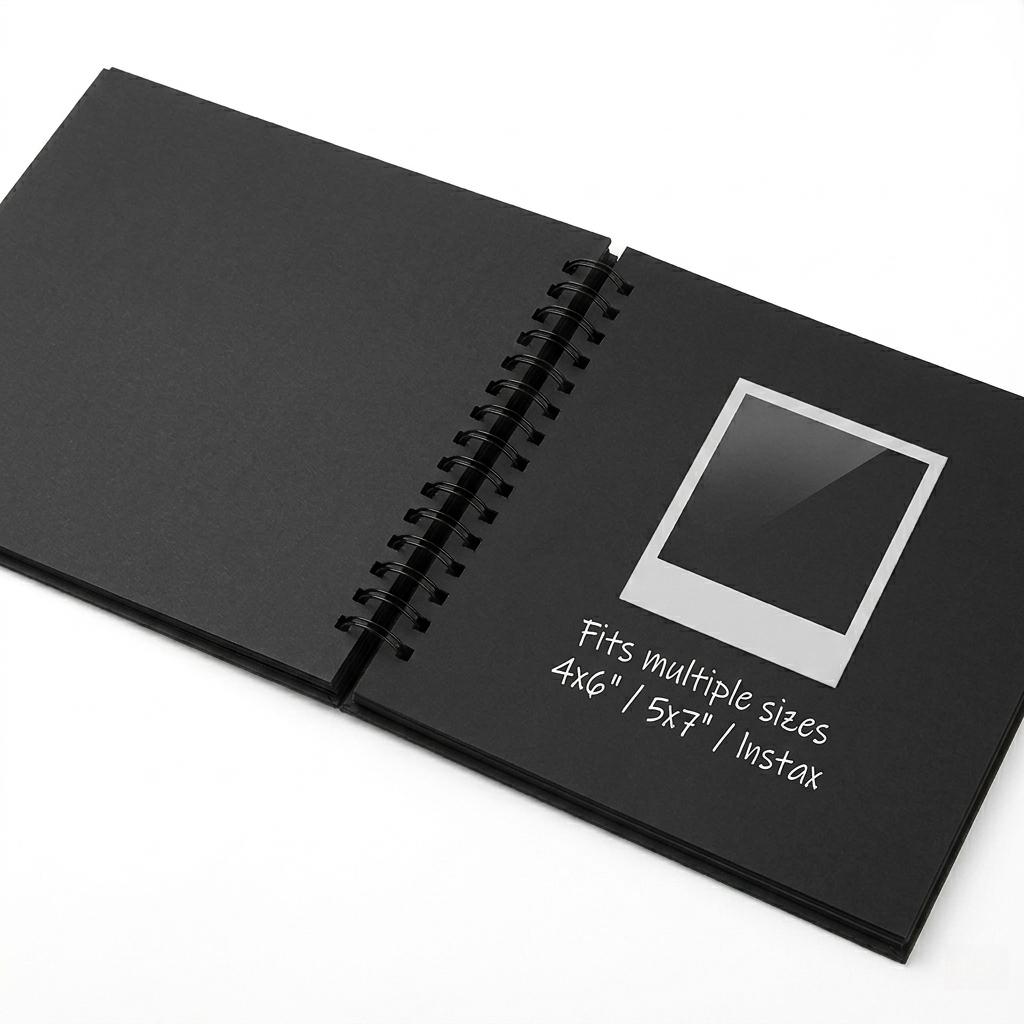 DIY Scrapbook Album 10x10 Inch, 40 Blank Black Pages Hardcover Memory Book, Spiral Bound Photo Album Scrapbook for Wedding, Baby Shower, Anniversary, Travel Journal, DIY Craft Gift for Couples Family & Friends