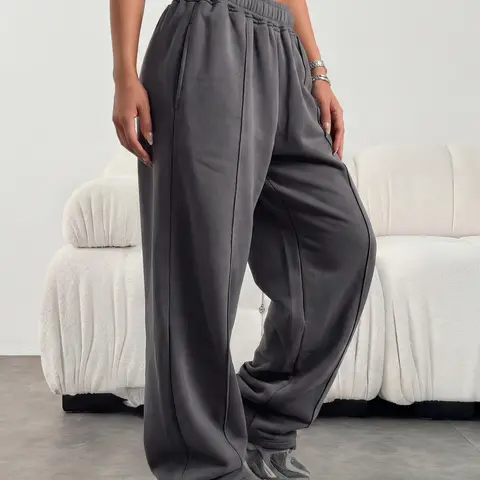 Women's High-Waisted Wide-Leg Lounge Pants with Pockets