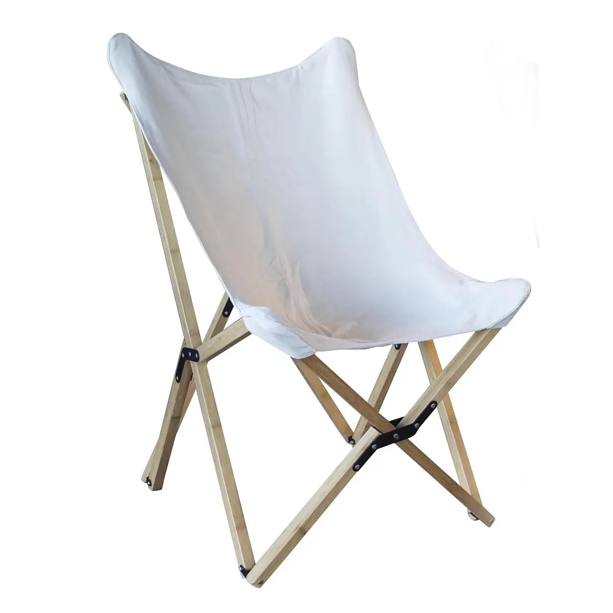 212 MAIN Bamboo Butterfly Chair - Foldable, Compact, Slip-On, White - Outdoor Folding Chair for Bedroom, Living Room, Outdoor Seating, Basement, Den