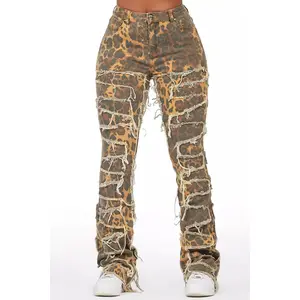 Zariyah Cheetah Stacked Flare Jean