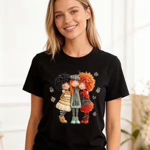 Women's Plus Size Vintage Graphic Tees - Three Best Friend Dolls Oversized T-Shirt | Cute BFF Trendy Tops