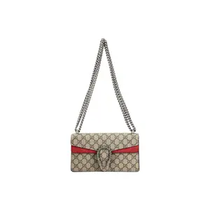 Pre-owned GUCCI CANVAS Crossbody Bags Dionysus Tiger Head Rhinestone Buckle Double G Monogram All Over Print & Leather Flap Bag Chain Shoulder Crossbody Versatile Accessory