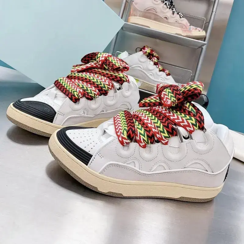 Men's Women's sports shoes Casual Shoes Splicing color design Thick tongue Colorful shoelace Matching fashion Shoes,breathable