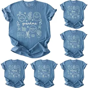 Comfort Colors Custom Floral Grandma T-Shirt, Floral Mama Shirt, Personalized Mother's Day Gift, Nana Mimi Gigi Grammy Yaya Auntie Tee