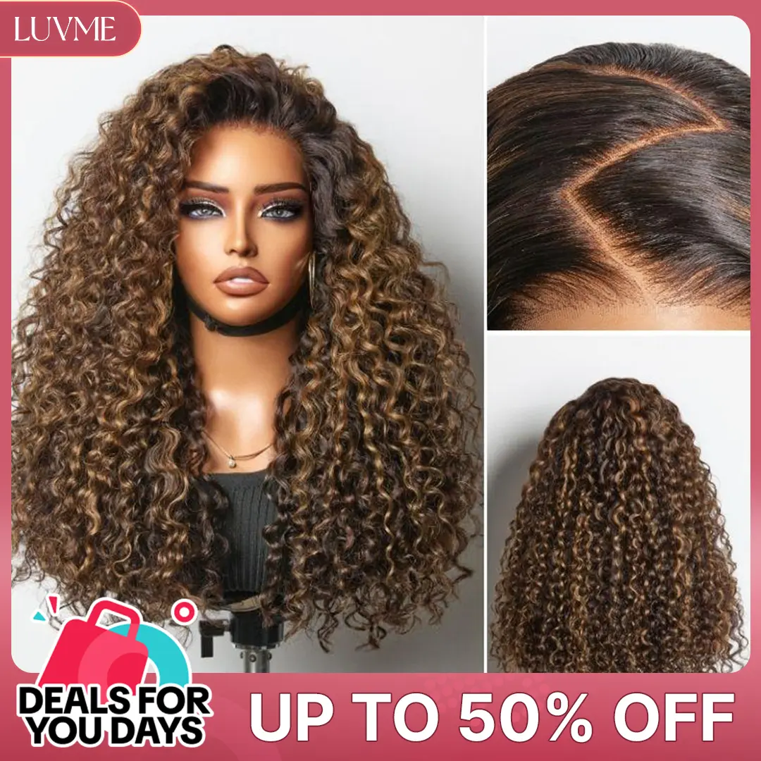 LUVME Brown Highlights Funmi Curly Glueless Wig All-Day Comfort™ 7x6 Closure Pre-Cut HD Lace PartingMax #DealsForYouDays LUVME Brown Highlights Funmi Curly Glueless Wig All-Day Comfort™ 7x6 Closure Pre-Cut HD Lace PartingMax #DealsForYouDays