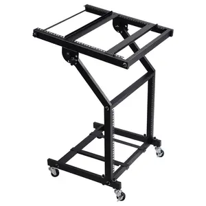 5Core DJ Mixer Stand 9U Adjustable Rack Mount Rolling Stage Cart Pro Audio Studio Equipment w Wheel