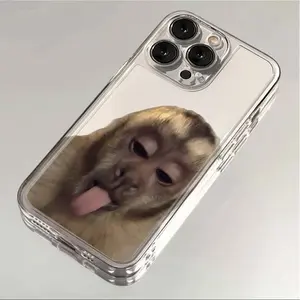 Funny Goofy Monkey Clear Case for iPhone 17 16 15 14 13 12 11 Pro Max Plus, Meme Style Slim Protective Cover