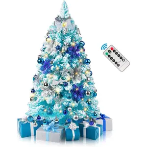 3FT Small Christmas Tree, Artificial Christmas Trees with 200 Lifelike Branches and 80 LED Lights, 36 Inch Prelit Christmas Tree with 87 Ornaments, Small Xmas Tree for Holiday Indoor DIY Decor