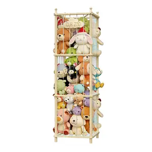 Stuffed Animal Storage & Organizer, Wooden Cute Zoo Toy Holder for Toddler Rooms, Playrooms & Bedrooms