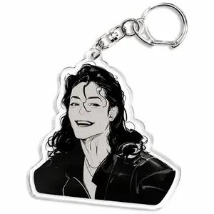 Vintage King of Pop Inspired Acrylic Keychain, Cute Cartoon Style, Bag Pendant, Phone Charm, Collectible Gift for Music Fans, Y2K Fashion Accessory, Trendy Cute Keyring