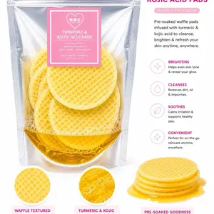 (NYJAH NOIRE COSMETICS) Kojic Acid Turmeric Foaming Pads for Troubled Skin and Hyperpigmentation( Turmeric,Kojic Acid, Niacinamide, Glycolic Acid