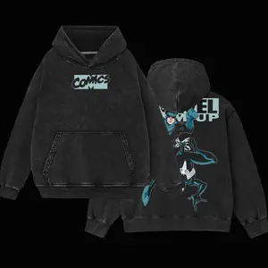 Superstyle MTU Spidey vs Mark Grayson Invincible War Comic Double Printed Oversize Lightweight Acid Washed Hoodie TV Series Graphic Cotton Hoodie A3G 8N6