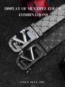 New Business Casual Letter Belt for Men, Casual Dress Belt, Unique Alloy V Buckle, Vintage Letter Design, Youthful Business Waistband, Adjustable Fit