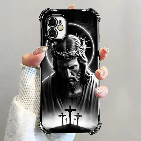 Suitable for [iPhone 11] Jesus transparent protective four-corner air cushion anti-fall mobile phone case transparent mobile phone case four-corner protective case 995