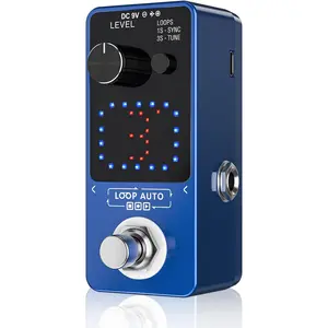 Looper Pedal, Guitar Looper Pedal for Electric Guitar&Bass Loop Pedal with SYNC & Tuner Function Triple Effect Guitar Looper with LED Screen Unlimited Overdubs 3 Loops 18 Minutes Record Time
