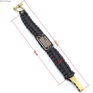 Men’s Camo Woven Survival Bracelet with American Flag Bar Pendant, Outdoor Camping Accessory, Ideal Father’s Day & Holiday Gift