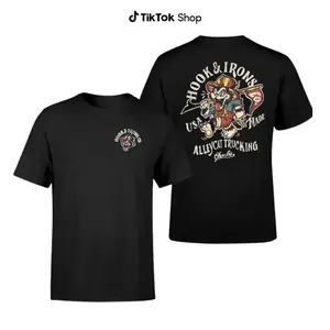 Hook & Irons Co T-Shirt, Vintage Allycat Trucking Firefighter Cartoon Graphic Tee, Soft Cotton Blend Streetwear, Gift For Firefighters And Truckers
