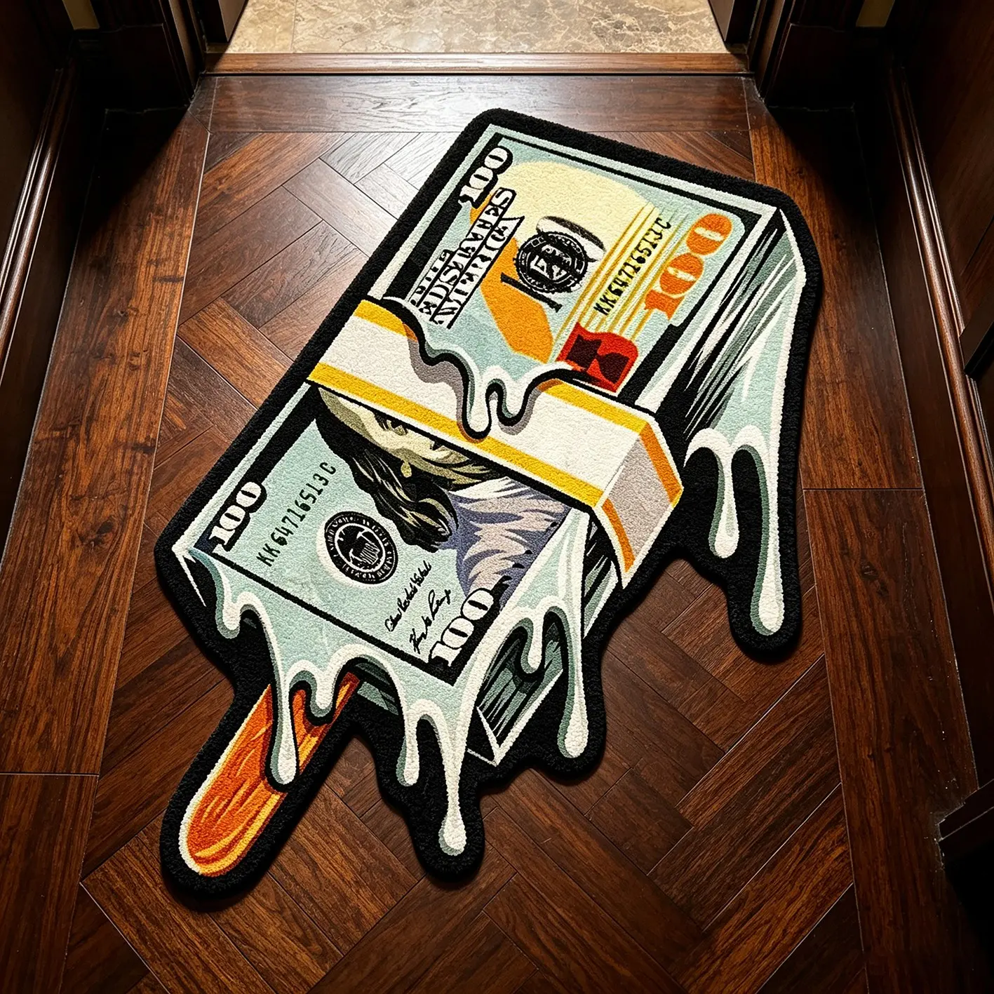 Cartoon Character Money Melting Pattern Rug, Home Decorative Rug, Fun Home Decor Mat, Soft Plush Foot Pad, Ideal for Living Room, Bedroom, Game Room, Living Room Rugs, Household Decorative Rug, Room Decoration Rug