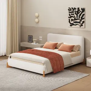 ARCH Elegant Boucle Upholstered Bed, A Luxurious and Comfortable Bedroom Centerpiece, Full Size, White