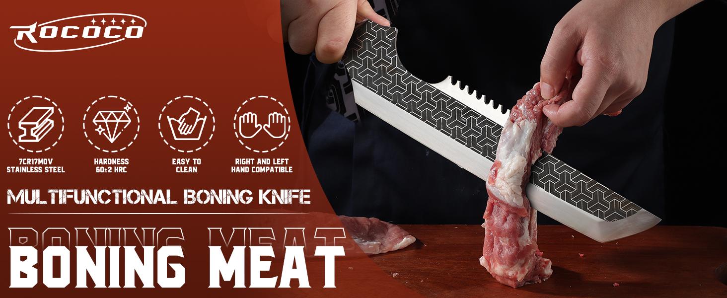 ROCOCO Meat Cleaver Knife Heavy Duty Butcher Knife for Meat Cutting Forged Cleaver Knife, Idea Gift for Father and Mother