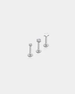 3PCS Star Internally Threaded Titanium Helix Stud